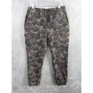 Airwalk Cargo Jogger Pants Mens Large Gray Camo Excellent Elastic Waist Skate